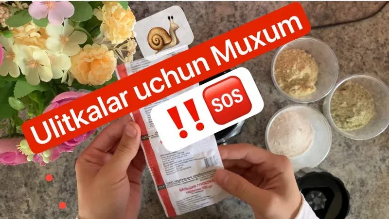 Кальций смесь Улиткалар учун
