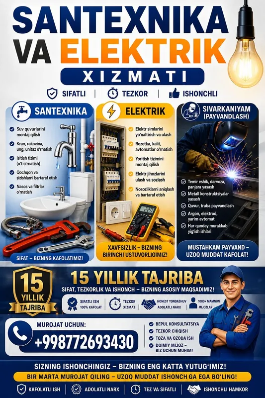 Santexnika elektirika va elektron sivarka xizmatlari
