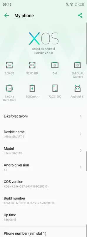 nifinix x6 karobka bor fis aydi ishlaydi xotira 32