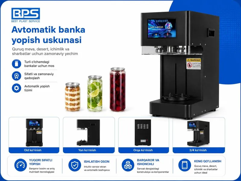 Qopqoq yopish uskunasi | Pet Banka | Avtomatik I