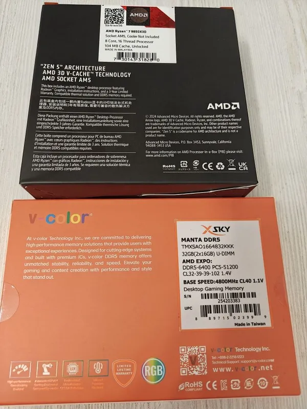 Ryzen 9850x3d + V-Color X Sky Manta 32gb DDR5 — фото 2
