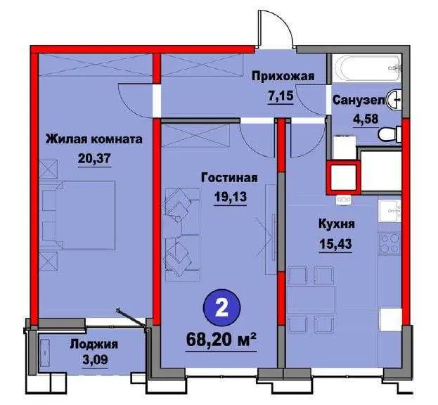 "СРОЧНАЯ ЦЕНА ‼️Regnum Plaza 2ком 68,20м2 улица Сайрам Коробка ‼️ — фото 3