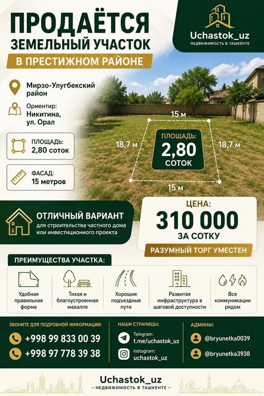 Никитина, улица Орал продаётся земельный участок 2,80-сотки Никитина, улица Орал продаётся земельный участок 2,80-сотки