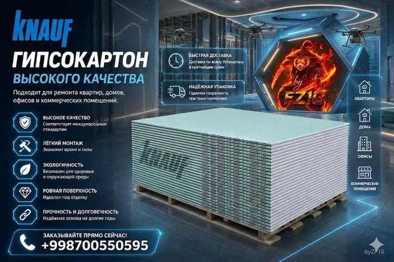 Гипсокартон Knauf (Кнауф) — это высококачественный отделочный материал