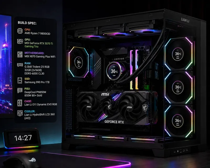 9800x3D, 5070ti gaming trio, PRO MAX BUILD