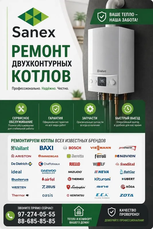Котёл ремонт қиламиз ва эҳтиёт қисмлари мавжуд.