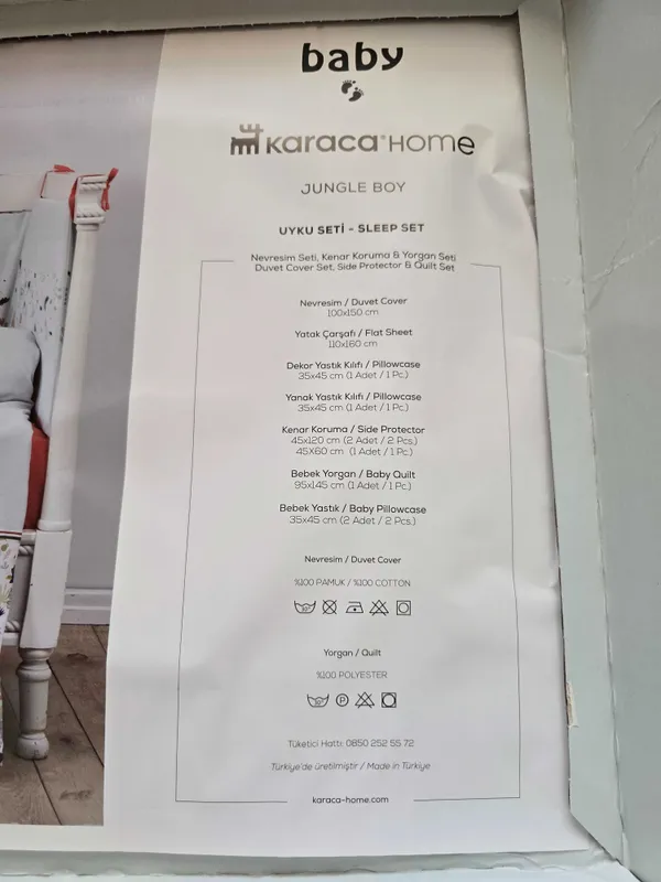 Продается спальгый комплект и бортики на кроватку от фирмы Karaca — фото 1