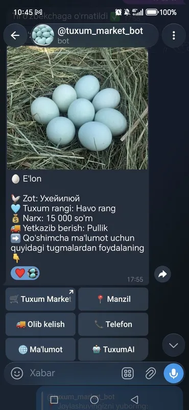 Ухейилюй tuxumi sotiliadi — фото 2