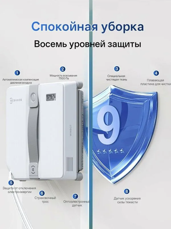 Робот-мойщик окон ECOVACS Winbot Mini, дистанционное управление 2