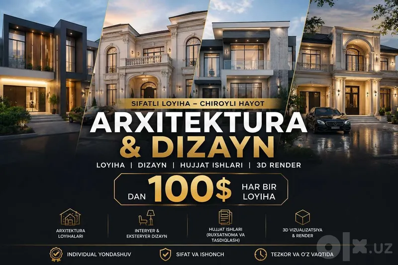 Arxitektor va dizayner xizmati. Услуги архитектора и дизайнера Arxitektor va dizayner xizmati. Услуги архитектора и дизайнера