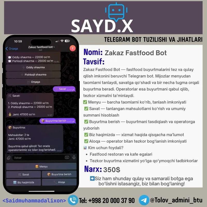 Sayt tuzish va telegram bot hamda sheets xizmatlari 8 Sayt tuzish va telegram bot hamda sheets xizmatlari 8