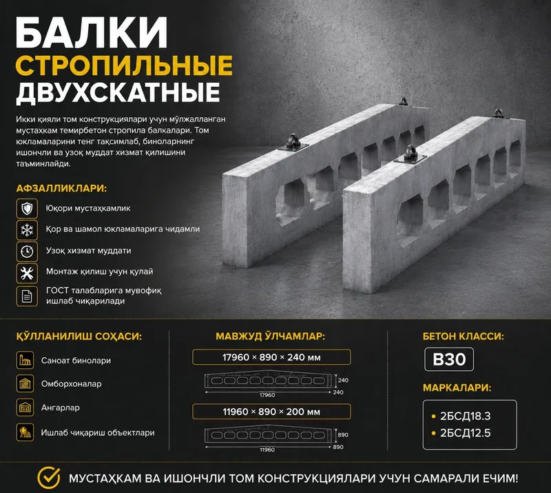 Барча турдаги бетон ва темир-бетон маҳсулотларини заводдан сотамиз 5