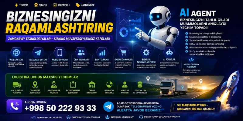 Web Sayt Telegram Bot Mobil Ilova CRM ERP Xizmatlari — фото 2