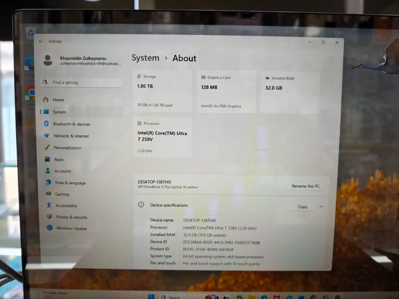 Hp Omnibook 32GB operativka Core7 ultra 2TB 4