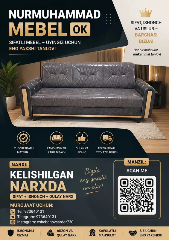 Yangi burchakli divan va stol toʻplami (Ugolok) — фото 3