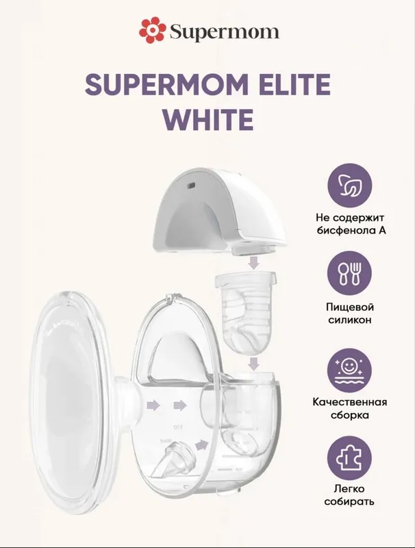 Молокоотсос грудного молока Supermom Elite White 5 Молокоотсос грудного молока Supermom Elite White 5