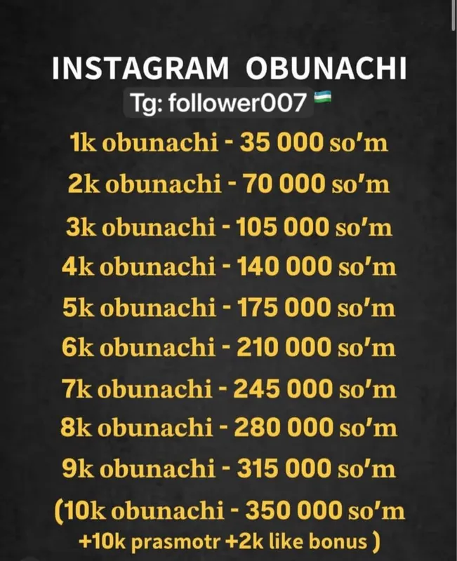 Nakrutka xizmati jonli obunachilar