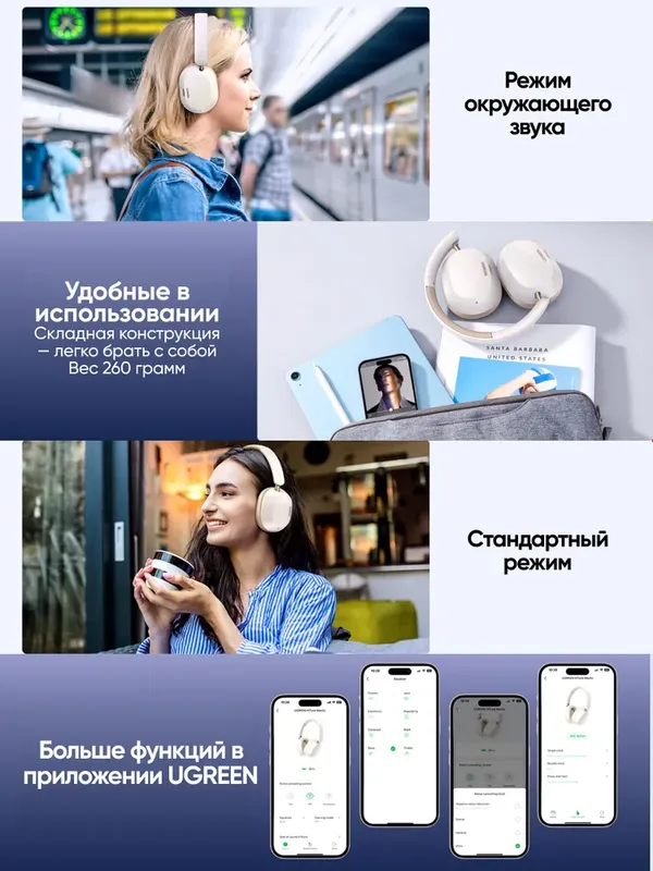 UGREEN HiTune Max5c ANC наушники Black — фото 3