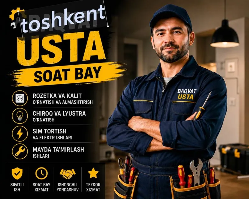 Bir kishilik mayda elektr va uy ta’mirlash ishlari | Soatbay xizmat