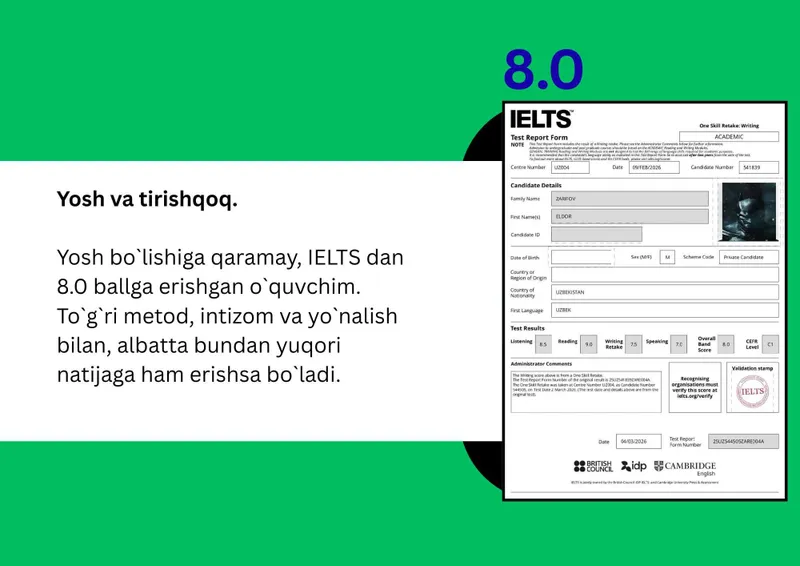 Online Ingliz tili va IELTS. Biz uchun sifat muhim! — фото 2