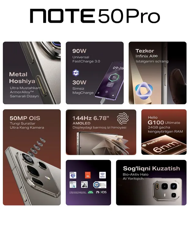 Smartfon Infinix note 50 pro 8+256GB AMOLED 144HZ Smartfon Infinix note 50 pro 8+256GB AMOLED 144HZ