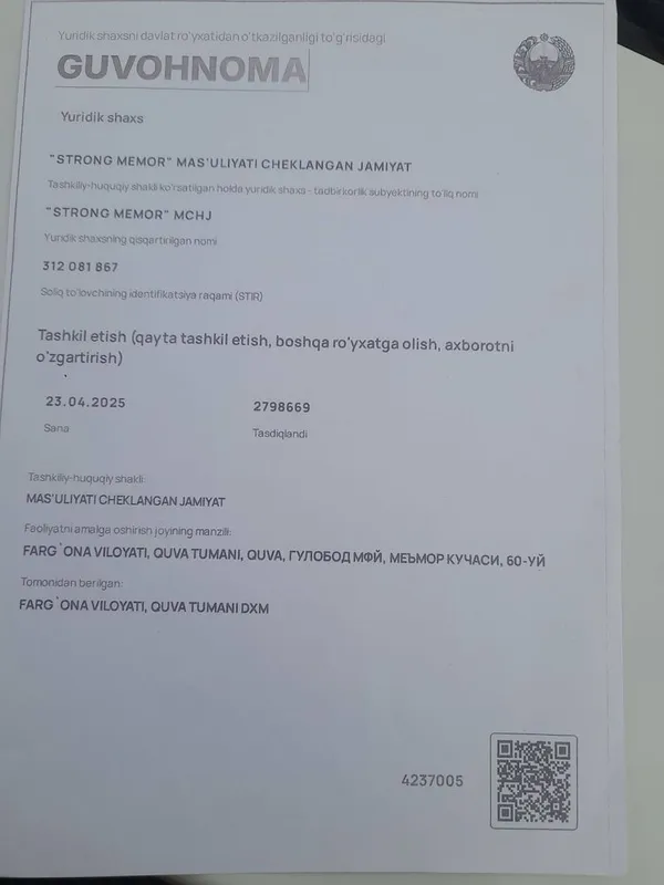 MChJ Firma sotiladi