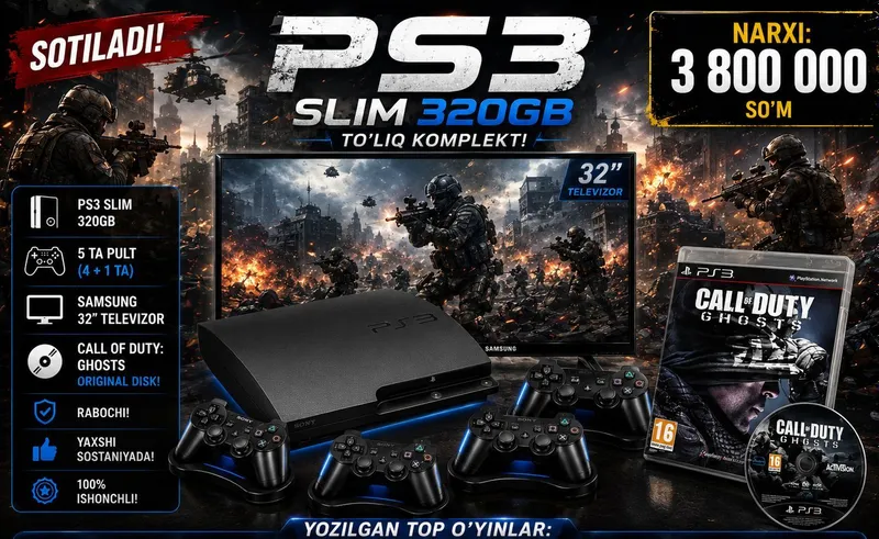 PS3 + телевизор Samsung 32 дюйма + все части Call of Duty 1