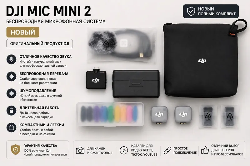 DJI Mic Mini 2 — новый, оригинальный Продаётся новый DJI Mic Mini 2 в DJI Mic Mini 2 — новый, оригинальный Продаётся новый DJI Mic Mini 2 в