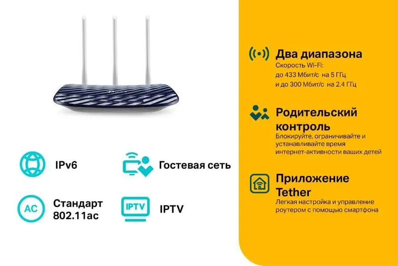 Ikki diapazonli Wi‑Fi AC750 routeri 2