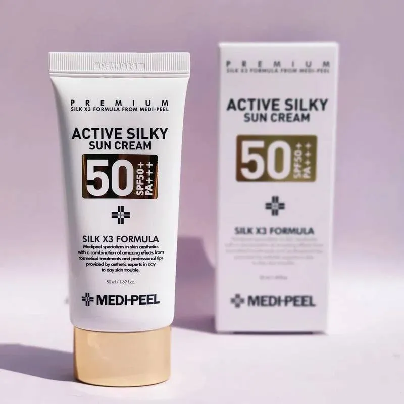 Крем с комплексом пептидов и шёлка MEDI-PEEL Active Silky Sun Cream SPF50+PA+++ Крем с комплексом пептидов и шёлка MEDI-PEEL Active Silky Sun Cream SPF50+PA+++
