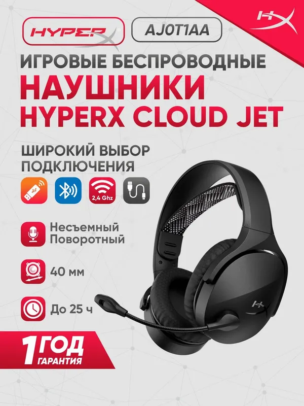 Беспроводные наушники HyperX Cloud Jet WL LBLU GAM HS, для ПК, PS4/5, мобильных устройств, с микрофоном