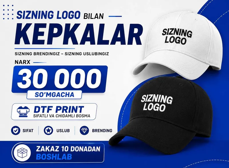 Kepkalar logotip bilan / Kepka pechat logo / Кепка печать лого 1 Kepkalar logotip bilan / Kepka pechat logo / Кепка печать лого 1