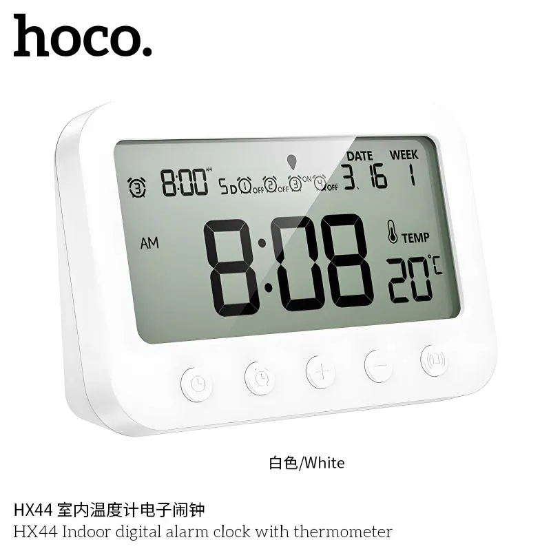 Hoco HX44 Электронный будильник с термометром и LCD-дисплеем 2 Hoco HX44 Электронный будильник с термометром и LCD-дисплеем 2