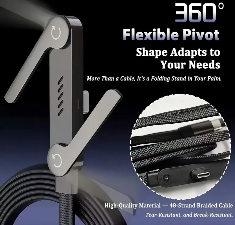 Кабель 240W со стендом 360° / 240W 360° stendli zaryadlovchi kabeli 2