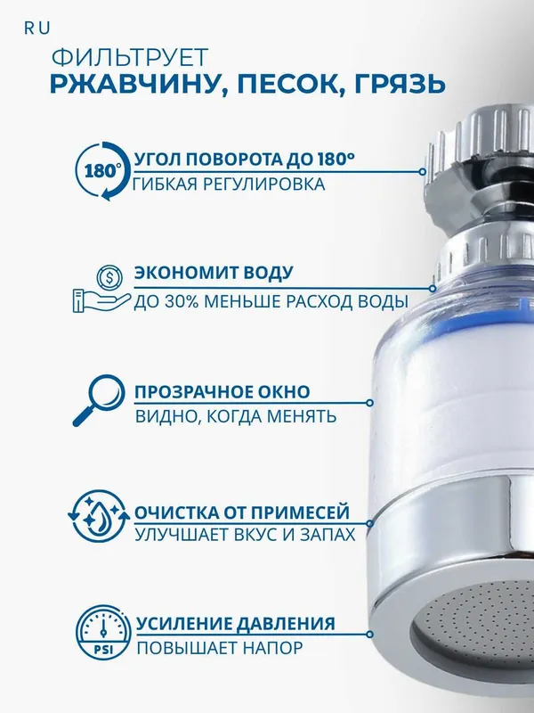 Фильтр на кран CleanSpace, аэратор, насадка, для любых смесителей — фото 2