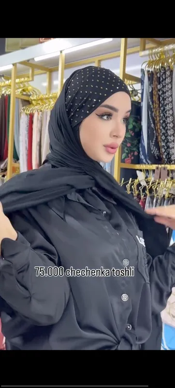Chechenka ro‘mol, toshli, toshsiz,Yangi! Qora rang 4 Chechenka ro‘mol, toshli, toshsiz,Yangi! Qora rang 4