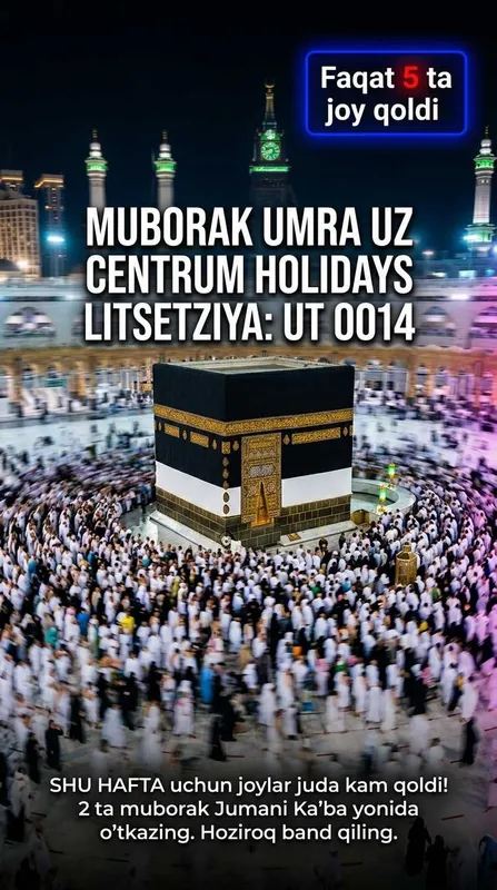 Centrum Holidays Umra Uzb Shayxontohur To'g'ri Reys Muborak Umra Paket 4