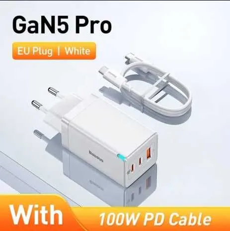 Новая запечатанная зарядка Baseus 65W gan5 Pro 3 в 1 с кабелем 100W — фото 1