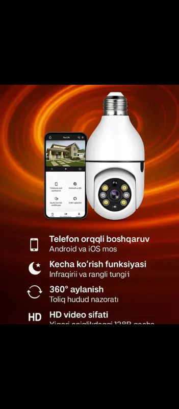 Wifi kamera Har tomonlama xavfszlk kuzatuv uy ofes — фото 1