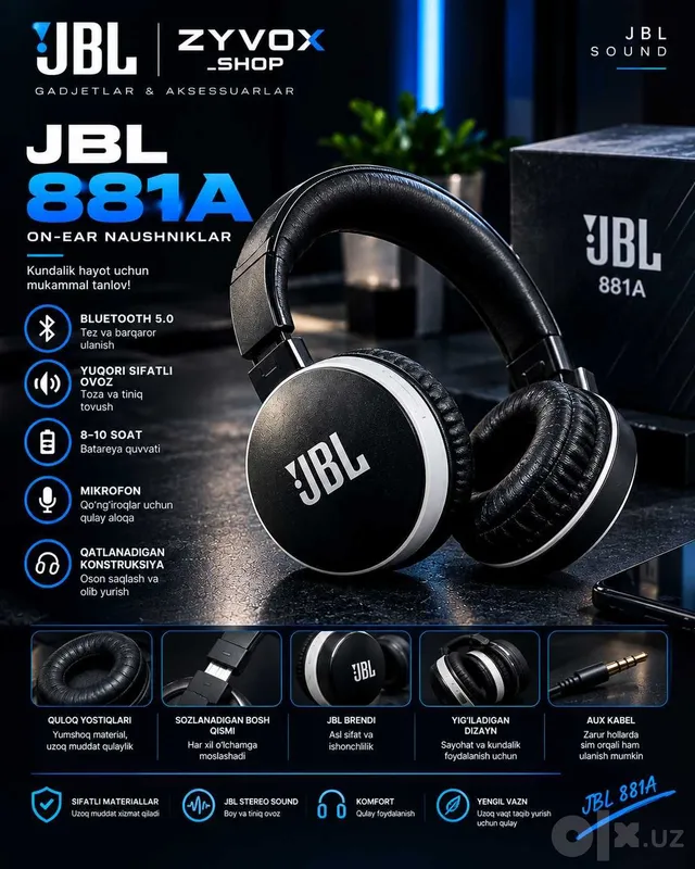 JBL 881A simsiz Bluetooth quloqchin JBL 881A simsiz Bluetooth quloqchin
