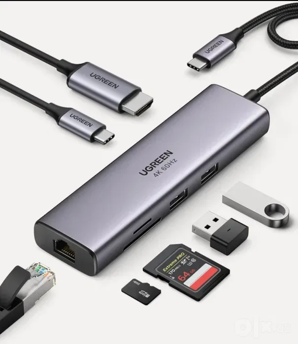 Hub UGREEN 7 in 1. Переходник разделитель. Хаб. 1 Hub UGREEN 7 in 1. Переходник разделитель. Хаб. 1