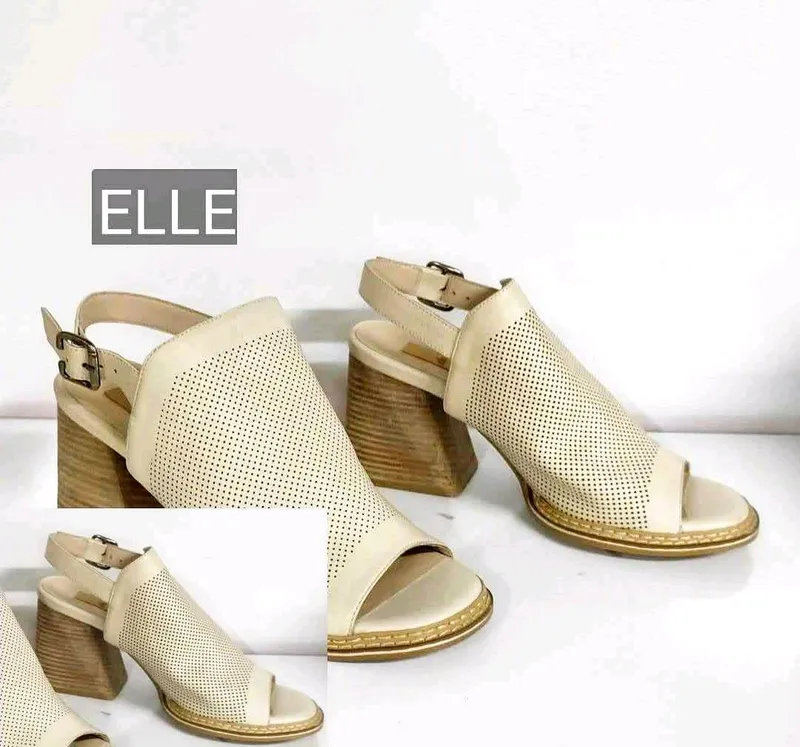 Кожаные босоножки сабо Elle 39-40разм. бохо дерево 2