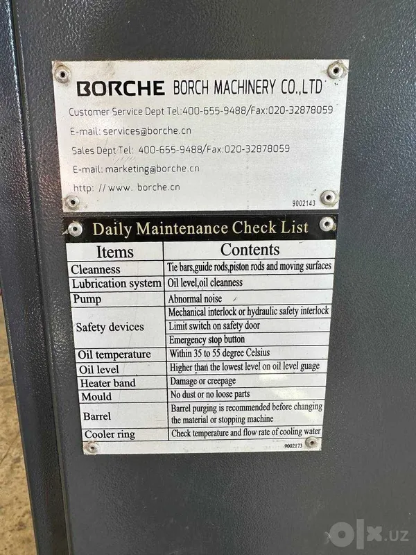 Termoplastavtomat BORCHE BS120-III (120 t / 225 gr, 2020 yil) TPA 4 Termoplastavtomat BORCHE BS120-III (120 t / 225 gr, 2020 yil) TPA 4