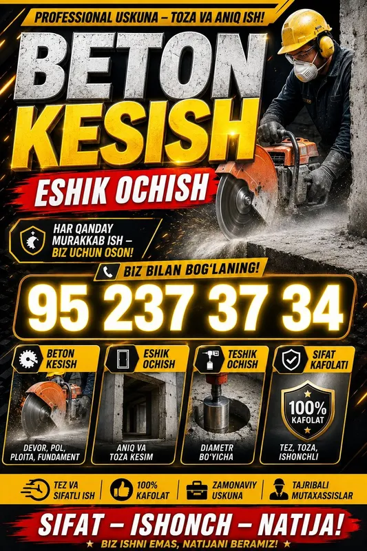 Beton kesish eshik ochish 1