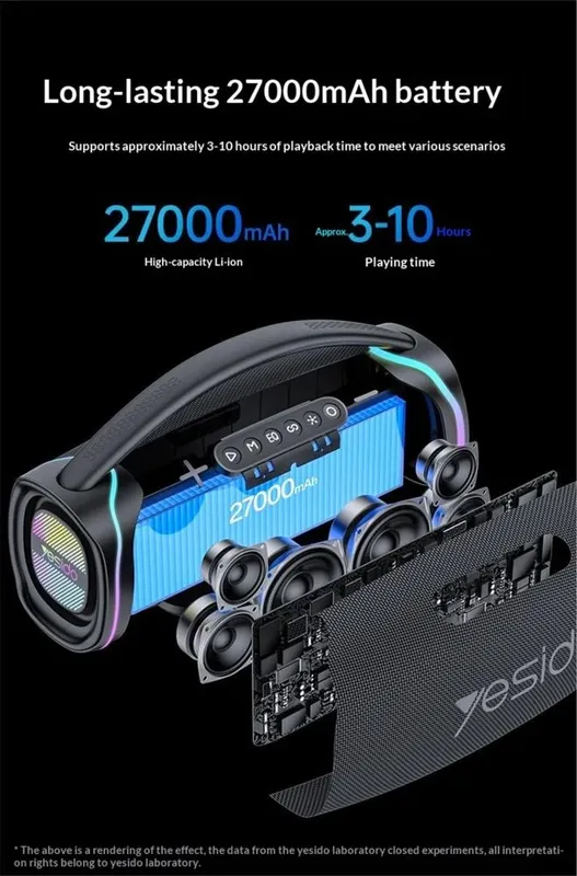 Портативная колонка Yesido YSW45 / YSW46 с караоке и RGB 120вт/220вт — фото 2