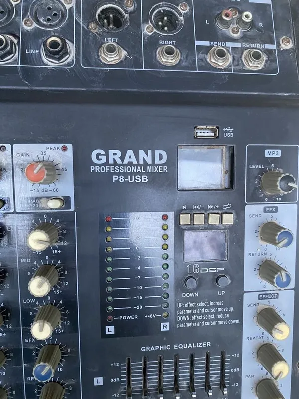 GRAND Professional Mixer P8-USB mikser pulti kuchaytirgich: 1 GRAND Professional Mixer P8-USB mikser pulti kuchaytirgich: 1