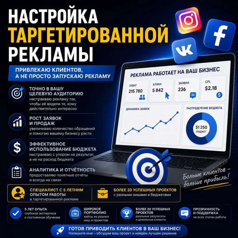 Настройка таргета для бизнеса в Ташкенте — заявки уже в первые дни Настройка таргета для бизнеса в Ташкенте — заявки уже в первые дни