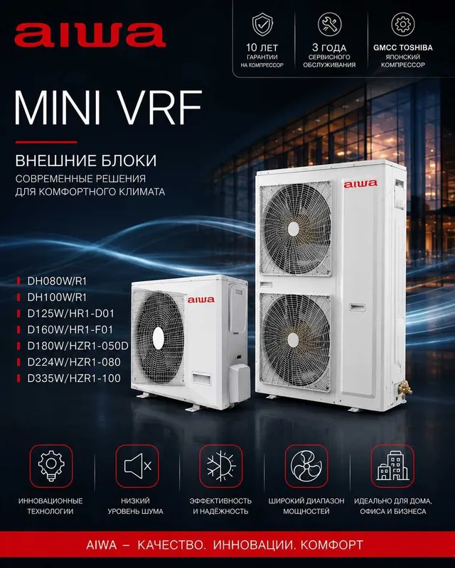 VRF-системы AIWA для коммерческих и жилых объектов 3 VRF-системы AIWA для коммерческих и жилых объектов 3