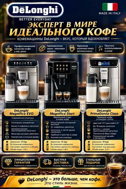 Автоматические кофемашины DeLonghi оптом от официального дистрибьютора Автоматические кофемашины DeLonghi оптом от официального дистрибьютора