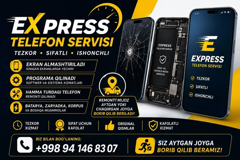 EXSPRESS REMONT. Ekran almashtirish,batareyka,korpus, prashivka,